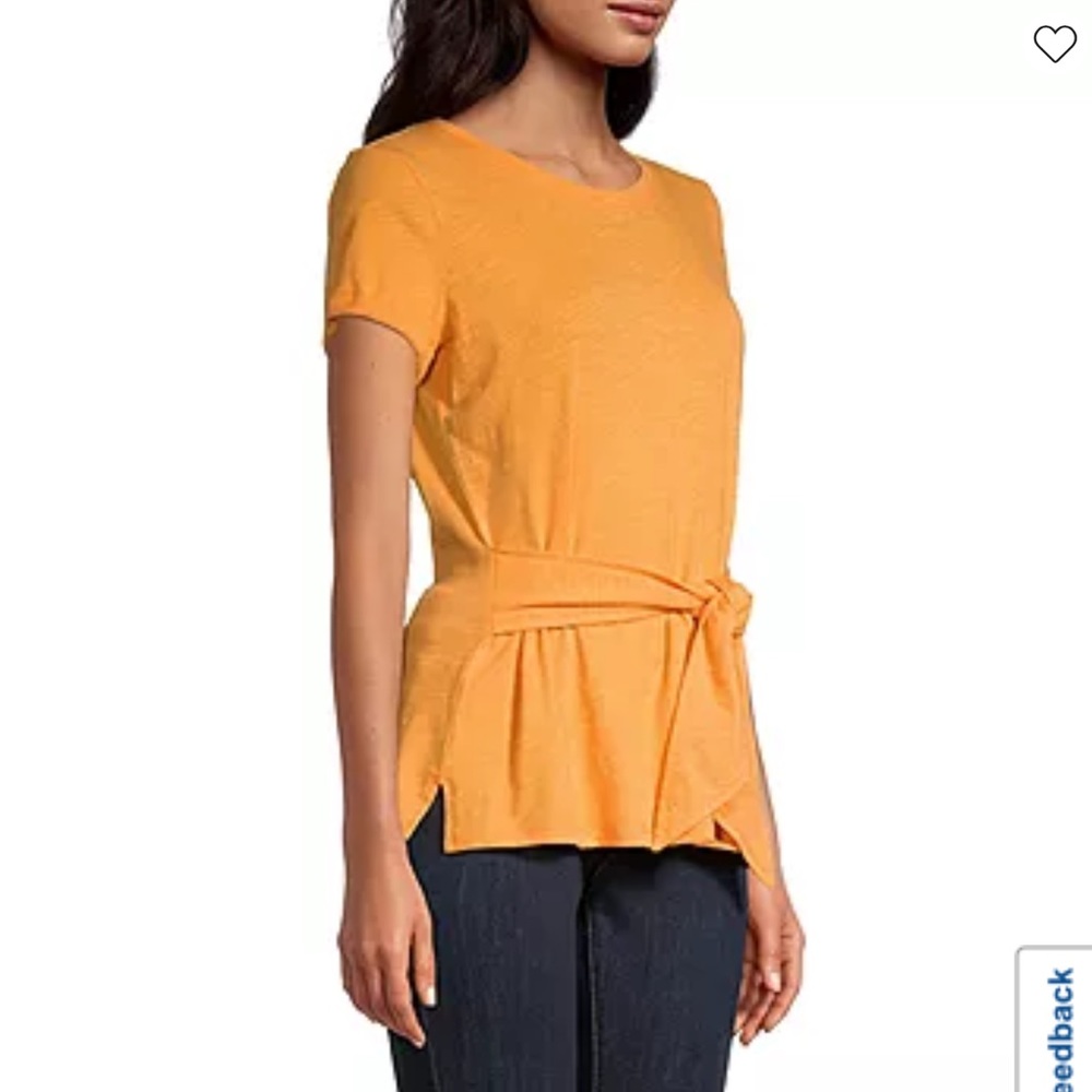 Liz Claiborne Womens Crew Neck Short Sleeve Blouse
